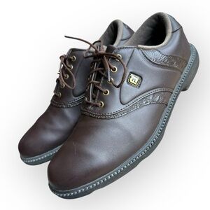 FootJoy Men’s size 8 1/2 brown leather golf shoes.